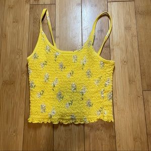 Smocked yellow Hollister cropped cami